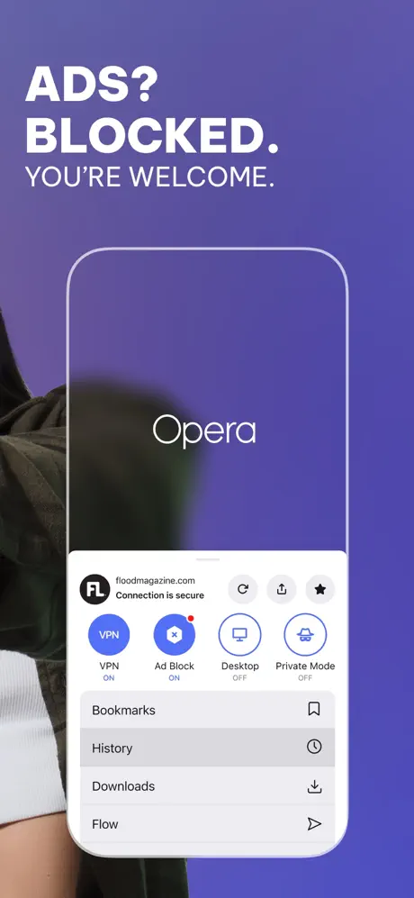 Opera: AI browser with VPN App Store screenshot 2