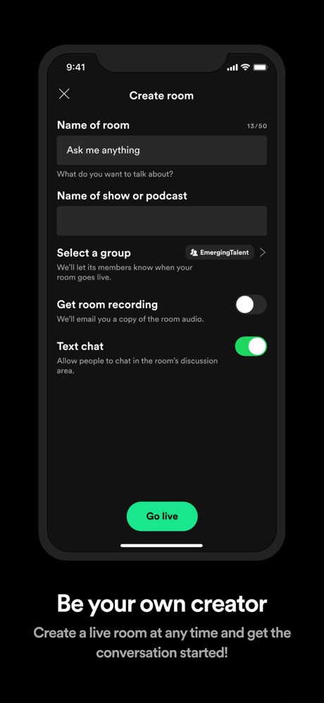 Spotify Greenroom: Talk live App Store screenshot 5