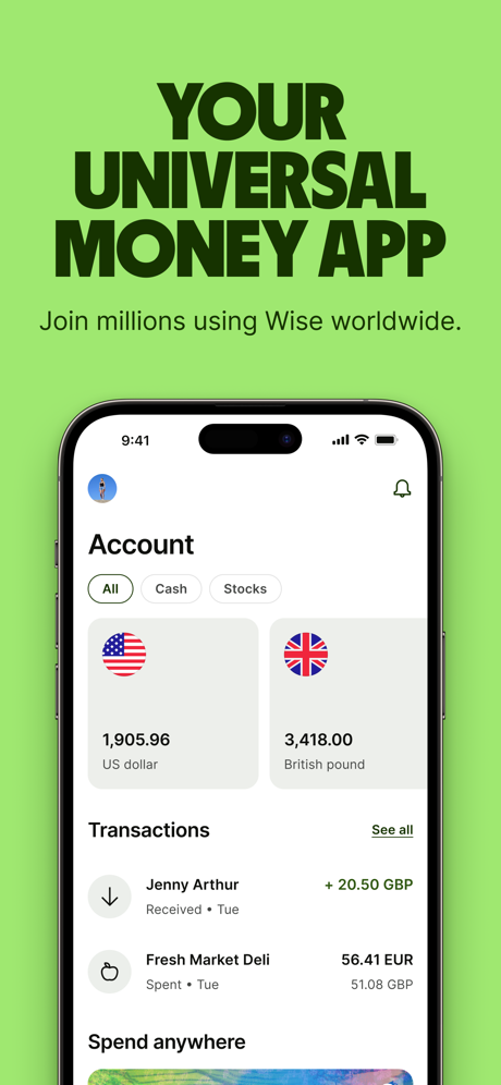 Wise (ex TransferWise) App Store screenshot 1
